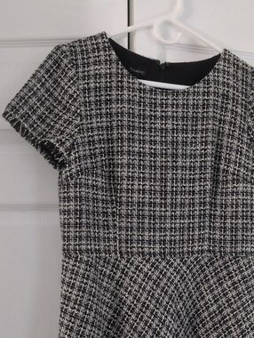 Talbots Black and White Tweed Fit-and-Flare Dress